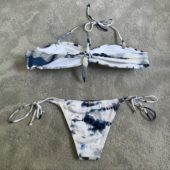 PilyQ Castaway Goddess Tie Dye Bandeau Bikini EUC - Picture 4 of 10